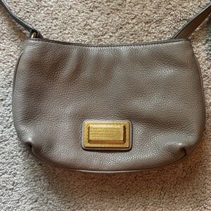 Marc by Marc Jacobs Percy Cement (Taupe) Leather Shoulder Bag with Gold Accent